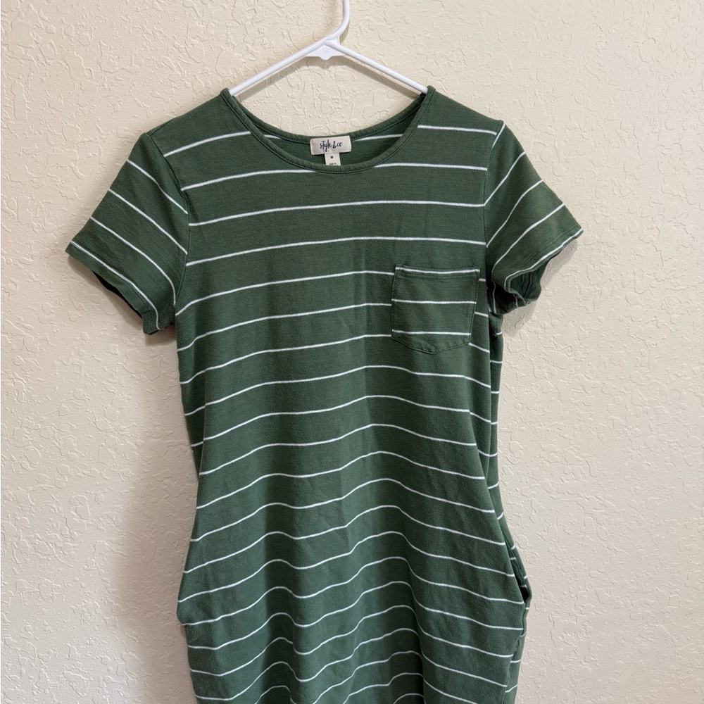 Style & Co. Green Knit Top with White Accents